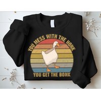 You Mess With The Honk You Get The Bonk Funny Retro Vintage Goose Sweatshirt