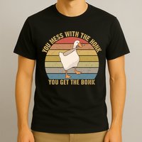 You Mess With The Honk You Get The Bonk Funny Retro Vintage Goose T-Shirt