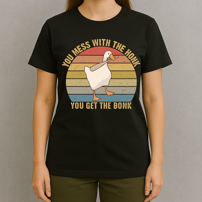 You Mess With The Honk You Get The Bonk Funny Retro Vintage Goose T-Shirt
