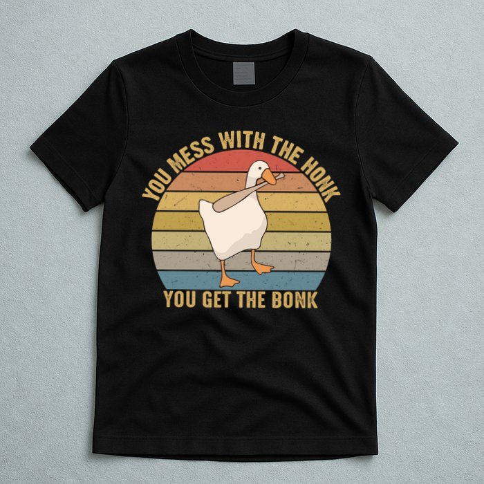 You Mess With The Honk You Get The Bonk Funny Retro Vintage Goose T-Shirt