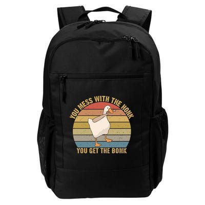 You Mess With The Honk You Get The Bonk Funny Retro Vintage Goose Backpack