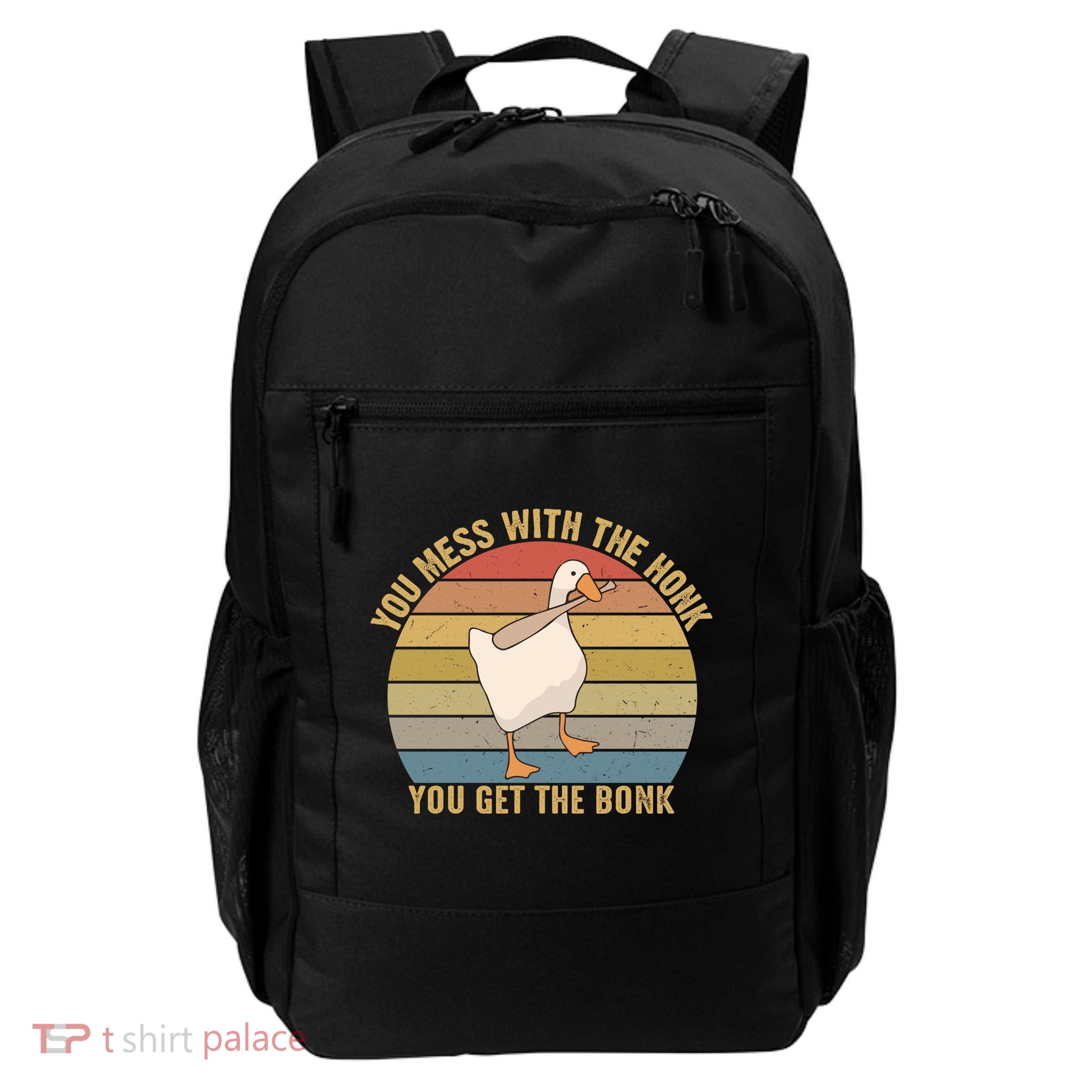You Mess With The Honk You Get The Bonk Funny Retro Vintage Goose Backpack