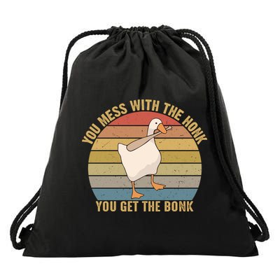 You Mess With The Honk You Get The Bonk Funny Retro Vintage Goose Drawstring Bag