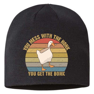 You Mess With The Honk You Get The Bonk Funny Retro Vintage Goose Sustainable Beanie