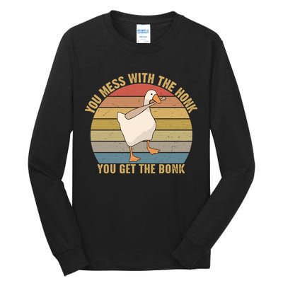 You Mess With The Honk You Get The Bonk Funny Retro Vintage Goose Tall Long Sleeve T-Shirt