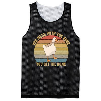 You Mess With The Honk You Get The Bonk Funny Retro Vintage Goose Mesh Reversible Basketball Jersey Tank