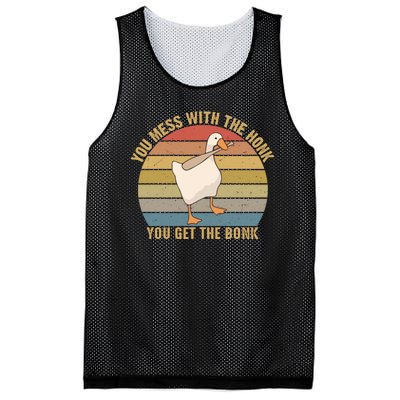 You Mess With The Honk You Get The Bonk Funny Retro Vintage Goose Mesh Reversible Basketball Jersey Tank