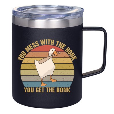 You Mess With The Honk You Get The Bonk Funny Retro Vintage Goose 12oz Stainless Steel Coffee Mug