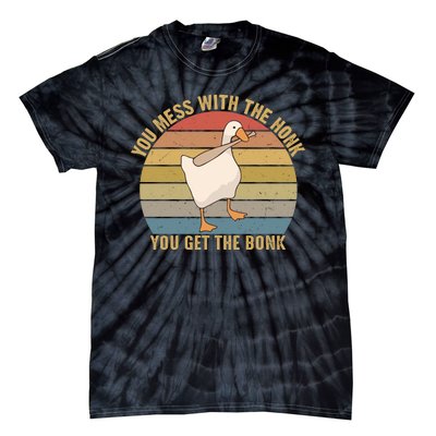 You Mess With The Honk You Get The Bonk Funny Retro Vintage Goose Tie-Dye T-Shirt