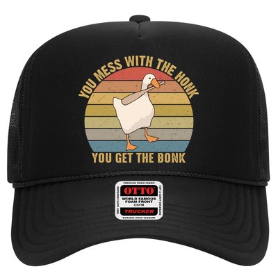 You Mess With The Honk You Get The Bonk Funny Retro Vintage Goose Trucker Hat