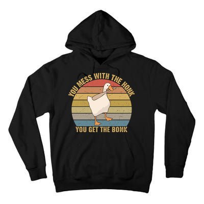 You Mess With The Honk You Get The Bonk Funny Retro Vintage Goose Tall Hoodie