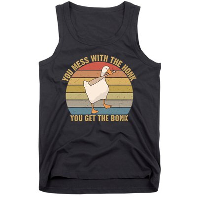You Mess With The Honk You Get The Bonk Funny Retro Vintage Goose Tank Top