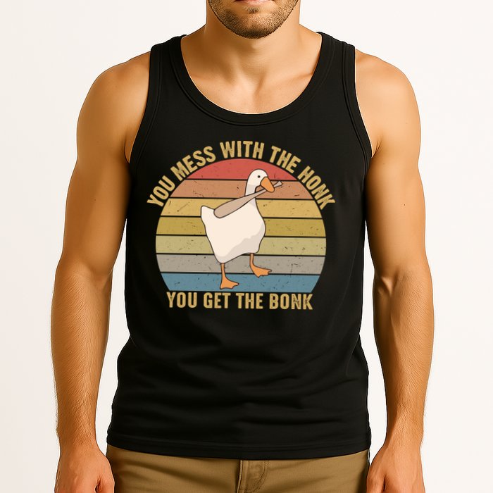 You Mess With The Honk You Get The Bonk Funny Retro Vintage Goose Tank Top
