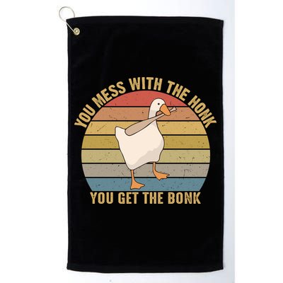 You Mess With The Honk You Get The Bonk Funny Retro Vintage Goose Golf Towel