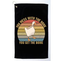 You Mess With The Honk You Get The Bonk Funny Retro Vintage Goose Golf Towel