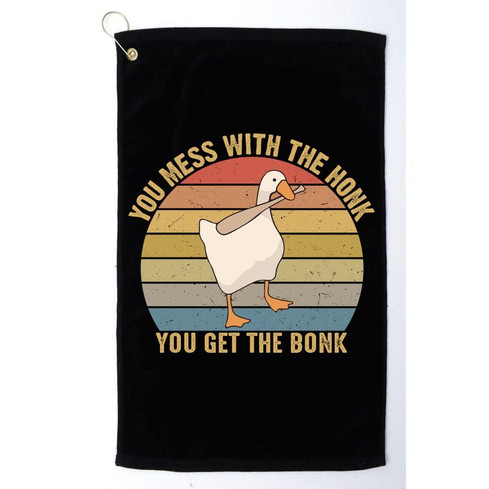 You Mess With The Honk You Get The Bonk Funny Retro Vintage Goose Golf Towel
