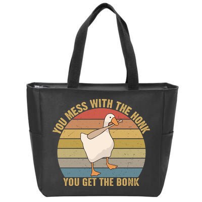 You Mess With The Honk You Get The Bonk Funny Retro Vintage Goose Zip Tote Bag