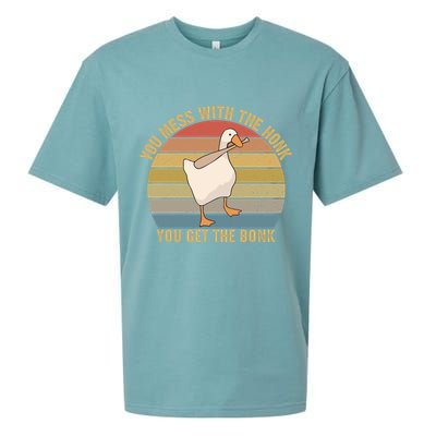 You Mess With The Honk You Get The Bonk Funny Retro Vintage Goose Sueded Cloud Jersey T-Shirt