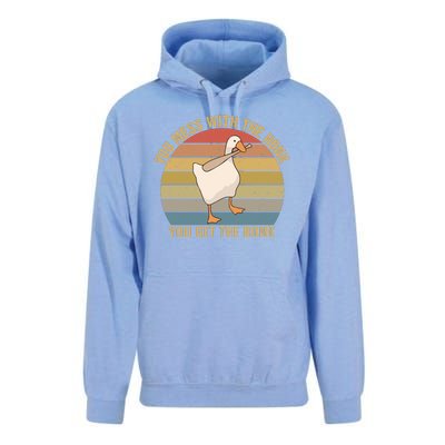 You Mess With The Honk You Get The Bonk Funny Retro Vintage Goose Unisex Surf Hoodie