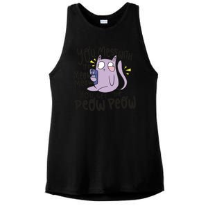 You Mess With The Meow Funny Cat Ladies PosiCharge Tri-Blend Wicking Tank