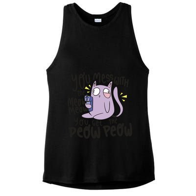 You Mess With The Meow Funny Cat Ladies PosiCharge Tri-Blend Wicking Tank