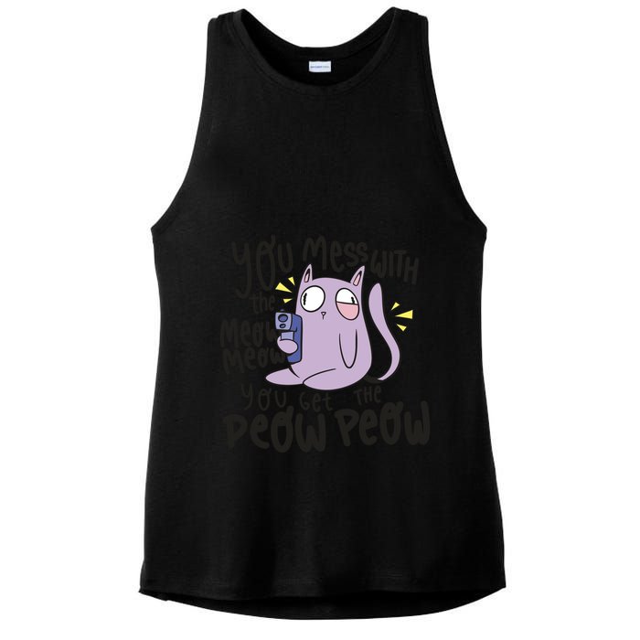 You Mess With The Meow Funny Cat Ladies PosiCharge Tri-Blend Wicking Tank