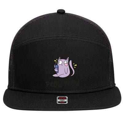 You Mess With The Meow Funny Cat 7 Panel Mesh Trucker Snapback Hat