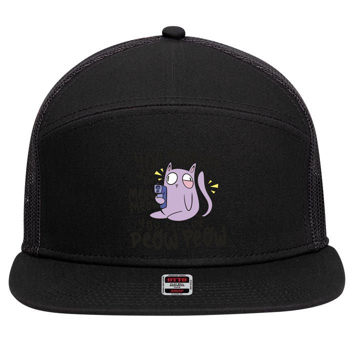 You Mess With The Meow Funny Cat 7 Panel Mesh Trucker Snapback Hat