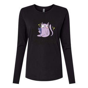 You Mess With The Meow Funny Cat Womens Cotton Relaxed Long Sleeve T-Shirt