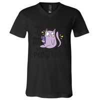 You Mess With The Meow Funny Cat V-Neck T-Shirt