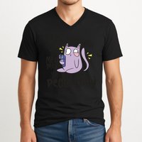 You Mess With The Meow Funny Cat V-Neck T-Shirt