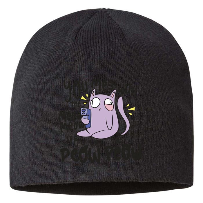 You Mess With The Meow Funny Cat Sustainable Beanie
