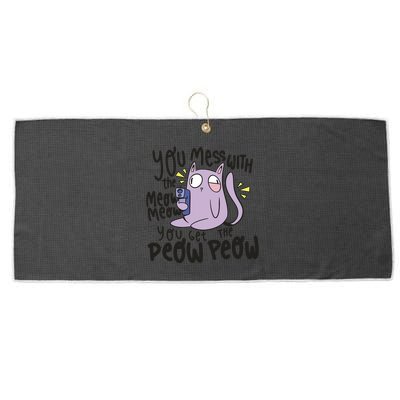 You Mess With The Meow Funny Cat Large Microfiber Waffle Golf Towel