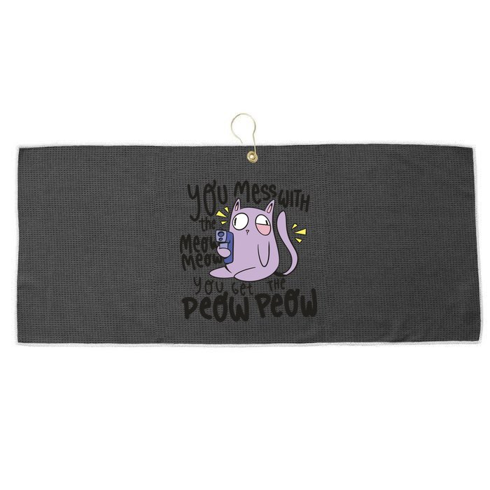 You Mess With The Meow Funny Cat Large Microfiber Waffle Golf Towel