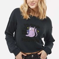 You Mess With The Meow Funny Cat Cropped Pullover Crew