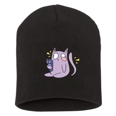 You Mess With The Meow Funny Cat Short Acrylic Beanie