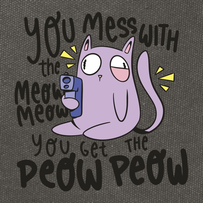 You Mess With The Meow Funny Cat Cotton Canvas Backpack
