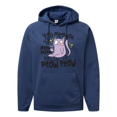 You Mess With The Meow Funny Cat Performance Fleece Hoodie