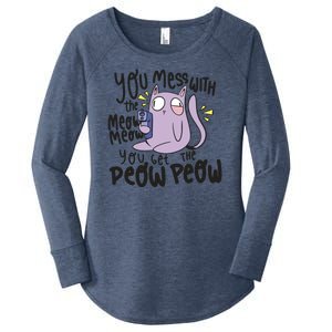 You Mess With The Meow Funny Cat Women's Perfect Tri Tunic Long Sleeve Shirt