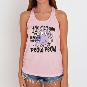 You Mess With The Meow Funny Cat Women's Knotted Racerback Tank