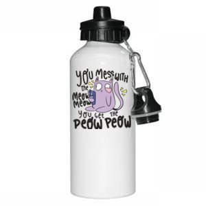 You Mess With The Meow Funny Cat Aluminum Water Bottle