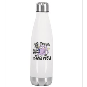 You Mess With The Meow Funny Cat Stainless Steel Insulated Water Bottle