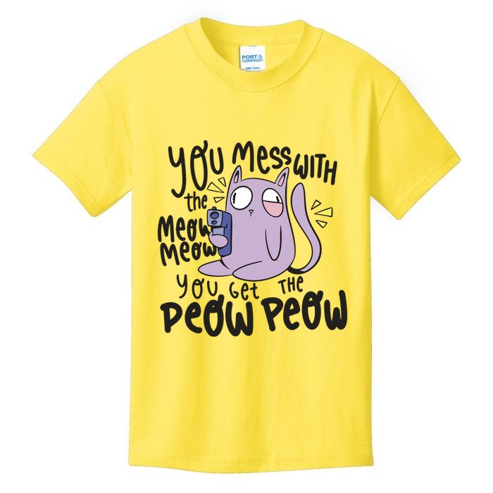 You Mess With The Meow Funny Cat Kids T-Shirt