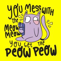 You Mess With The Meow Funny Cat Kids T-Shirt