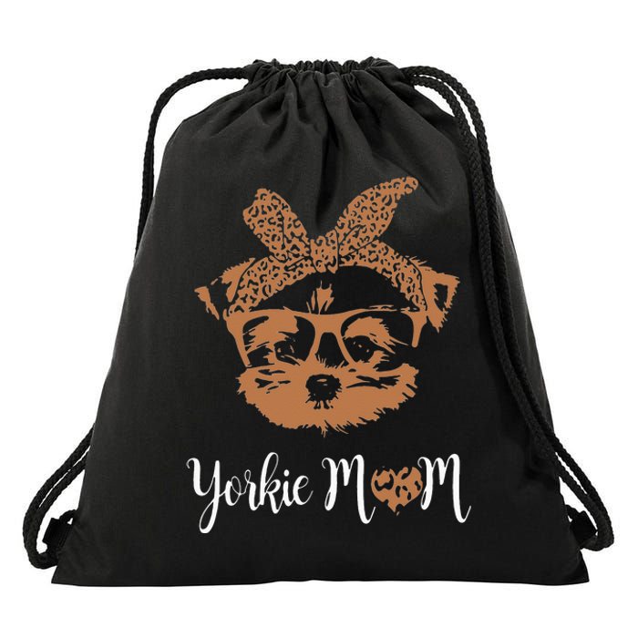 Yorkie Mom Yorkshire Leopard Dog Lovers Mother's Day Drawstring Bag