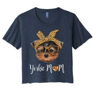 Yorkie Mom Yorkshire Leopard Dog Lovers MotherS Day 2024 Women's Crop Top Tee