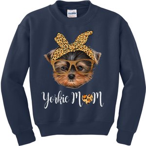 Yorkie Mom Yorkshire Leopard Dog Lovers MotherS Day 2024 Kids Sweatshirt