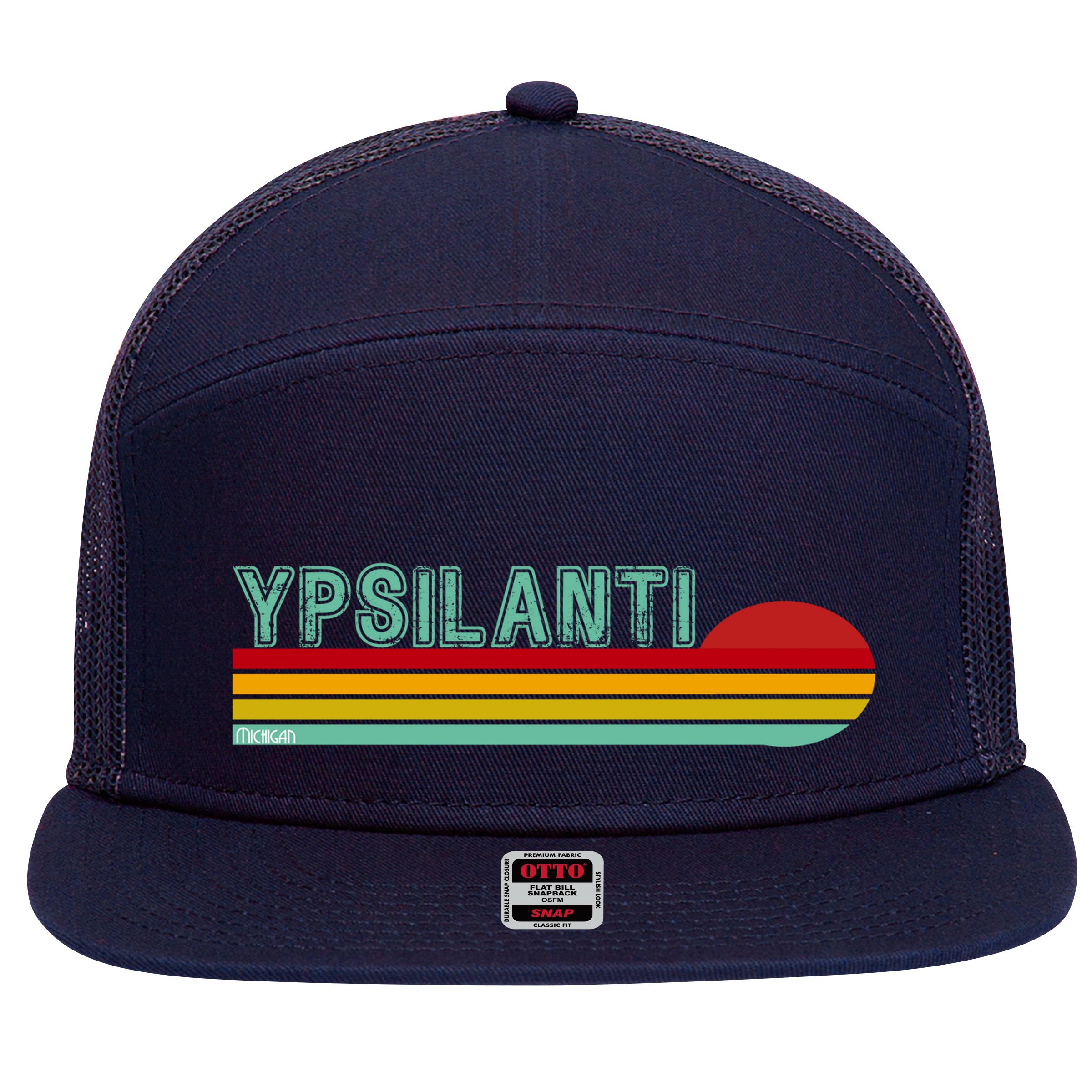 Ypsilanti Michigan 7 Panel Mesh Trucker Snapback Hat