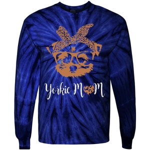 Yorkie Mom Yorkshire Leopard Dog Lovers Mother's Day Gift Tie-Dye Long Sleeve Shirt