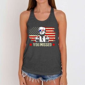 You Missed You Missed Trump 2024 You Missed Women's Knotted Racerback Tank